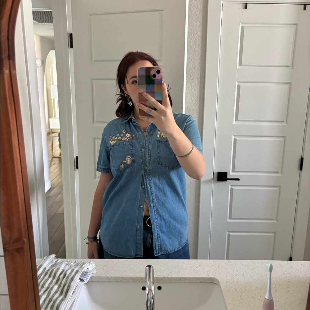 Embroidered Denim Shirt